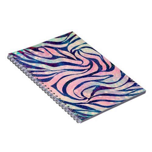 Glamorous Holographic Glitter Blue Zebra Stripes Notebook
