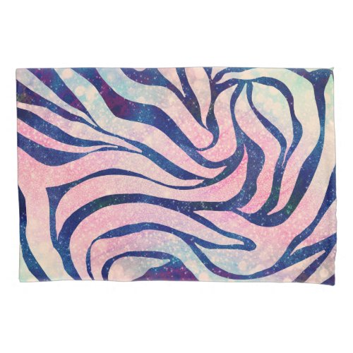 Glamorous Holographic Glitter Blue Zebra Stripes Pillow Case