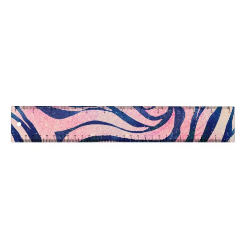 Glamorous Holographic Glitter Blue Zebra Stripes Ruler