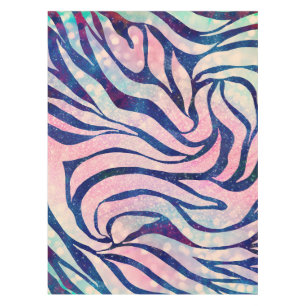 Glamorous Holographic Glitter Blue Zebra Stripes Tablecloth