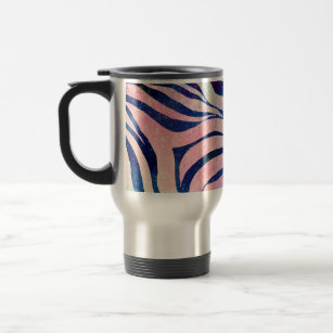 Glamorous Holographic Glitter Blue Zebra Stripes Travel Mug