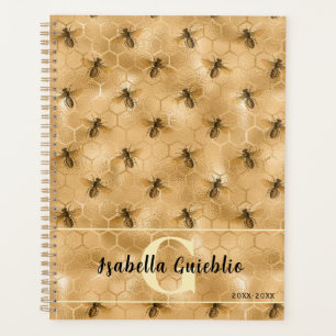 Glamorous Honeycomb Bee Gold Honey Design Planner