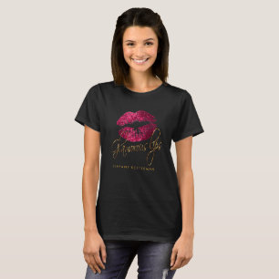 Glamorous Hot Pink Glitter Lips T-Shirt