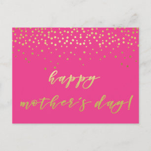 Glamorous Hot Pink & Gold  - Happy Mother's Day Postcard