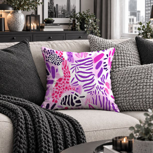 Glamorous Hot Pink Leopard Print Throw Pillow Deco
