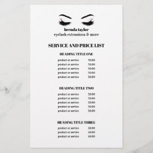 Glamorous Impressive EYELASH SALON SERVICE LIST Flyer