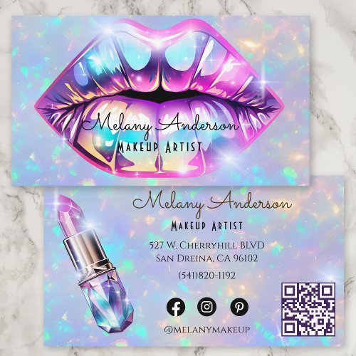 Glamorous Iridescent Lips Lipstick Design Business Card