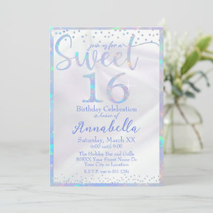 Glamorous Iridescent Opal Sweet 16 Birthday Invitation