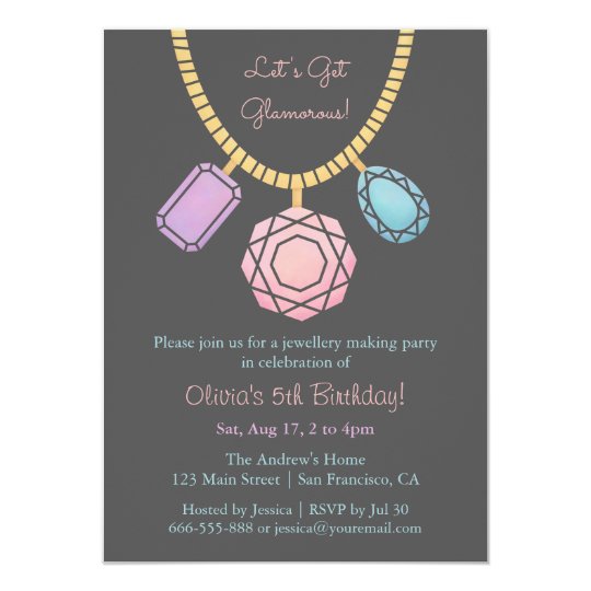 glamorous jewellery making girls birthday party invitation zazzle com