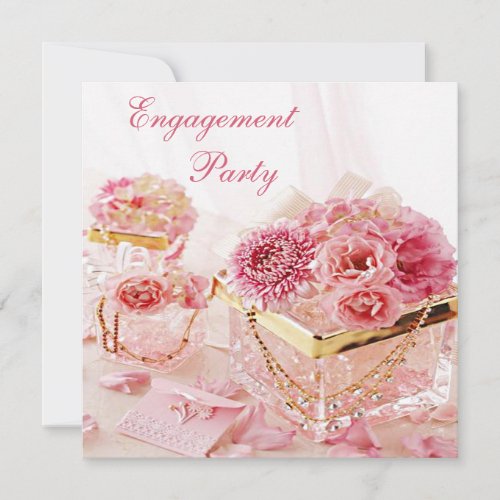 Glamorous Jewels Flowers  Boxes Engagement Party Invitation