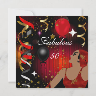 Glamorous Lady Fabulous 50 Fifty Birthday Party 2 Invitation