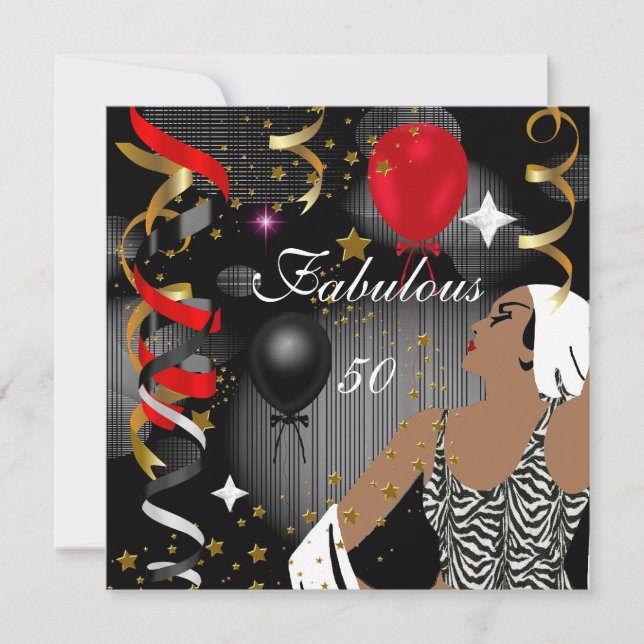 Glamorous Lady Fabulous 50 Fifty Birthday Party 3 Invitation (Front)