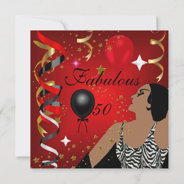 Glamorous Lady Fabulous 50 Fifty Birthday Party 4 Invitation (Front)
