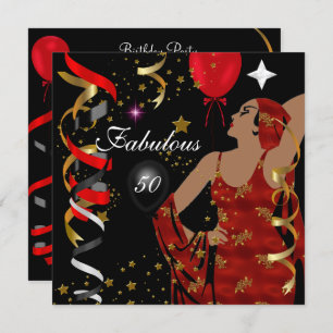 Glamorous Lady Fabulous 50 Fifty Birthday Party Invitation