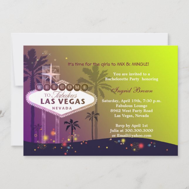 Glamorous Las Vegas Fun Bachelorette Party Invitation (Front)
