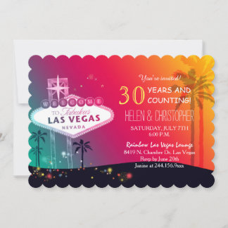 Glamorous Las Vegas Wedding Anniversary Party Invitation