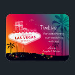 Glamorous Las Vegas Wedding Thank You Magnet<br><div class="desc">Chic, fabulous Las Vegas strip sign beautiful stars and palm tree silhouettes rainbow colored background illustrated on custom Wedding Thank You Flexi Magnets. Create super fabulous & memorable gifts for your special wedding guests by customizing the colorful magnets with your own wording! ((You can find the matching wedding essentials &...</div>