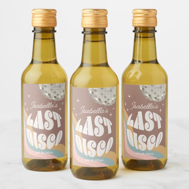 Glamorous Last Disco Retro 70s Groovy Bachelorette Wine Label (Bottles)