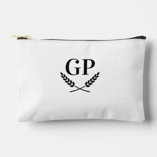 Glamorous laurel crest monogram logo cosmetic bag