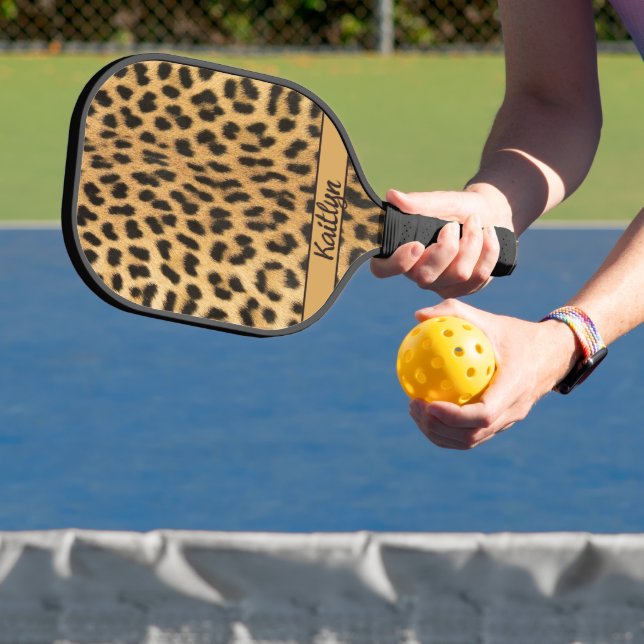 Glamorous Leopard Print Script Name Pickleball Paddle (Insitu)
