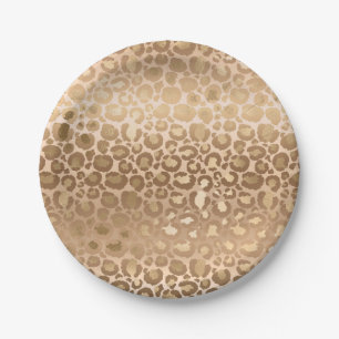 Glamorous Light Brown Tiger Stripes Animal Print Paper Plates