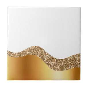 Glamorous Light Brown White Waves Elegant Deluxe Ceramic Tile