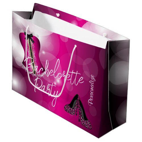 Glamorous Lingerie Bachelorette  Hot Pink Bokeh Large Gift Bag