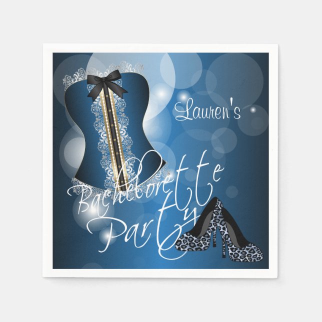 Glamorous Lingerie Bachelorette Party  | Blue Paper Napkins (Front)