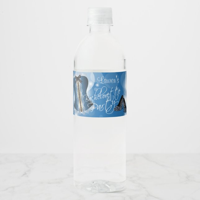 Glamorous Lingerie Bachelorette Party  | Blue Water Bottle Label (Front)