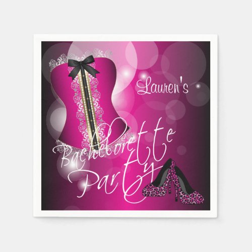 Glamorous Lingerie Bachelorette Party   Hot Pink Paper Napkins
