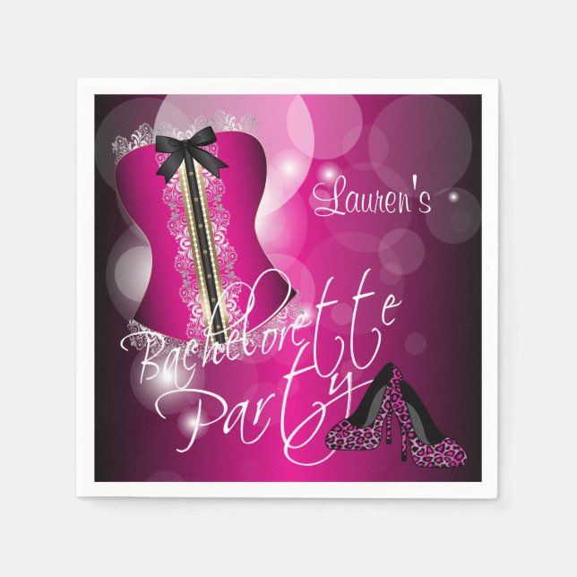 Glamorous Lingerie Bachelorette Party  | Hot Pink Paper Napkins (Front)