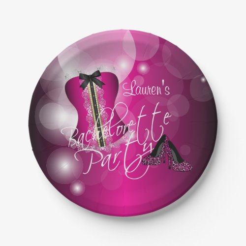 Glamorous Lingerie Bachelorette Party  Hot Pink Paper Plates