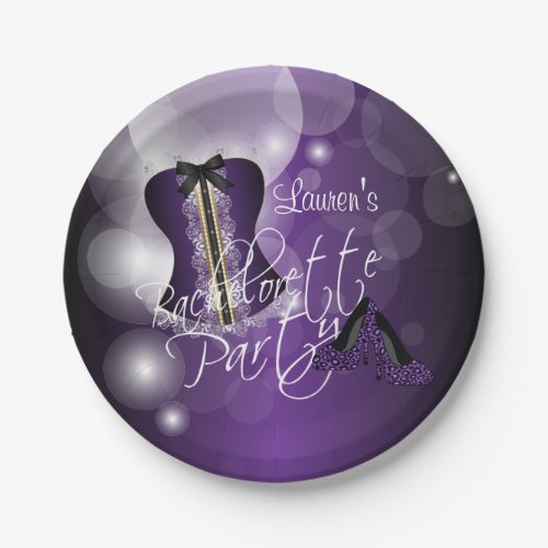 Glamorous Lingerie Bachelorette Party   Purple Paper Plates