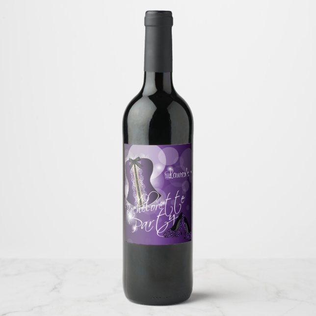 Glamorous Lingerie Bachelorette Party  | Purple Wine Label (Front)