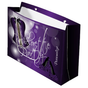 Glamorous Lingerie Bachelorette Purple Bokeh Large Gift Bag