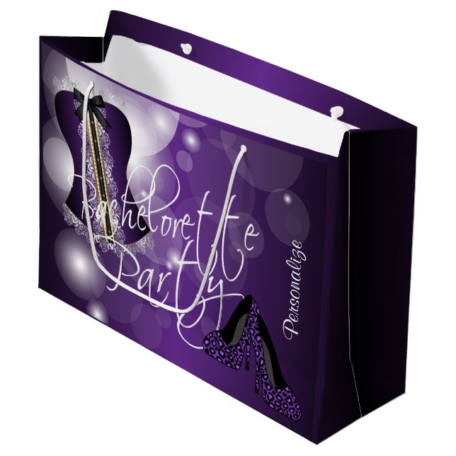 Glamorous Lingerie Bachelorette | Purple Bokeh Large Gift Bag (Front Angled)