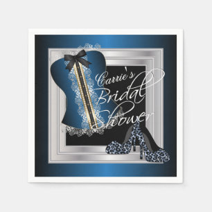 Glamorous Lingerie Bridal Shower Blue Napkins