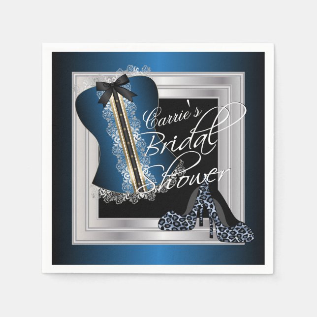 Glamorous Lingerie Bridal Shower | Blue Napkins (Front)