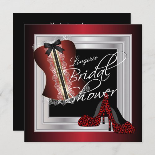 Glamorous Lingerie Bridal Shower  Dark Red Invitation