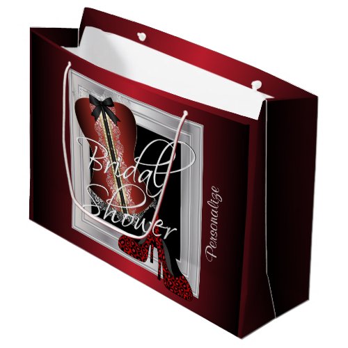 Glamorous Lingerie Bridal Shower  Dark Red Large Gift Bag