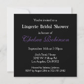 Glamorous Lingerie Bridal Shower | Purple Invitation (Back)