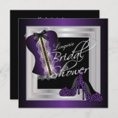 Glamorous Lingerie Bridal Shower | Purple Invitation (Front/Back)