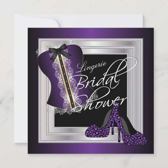 Glamorous Lingerie Bridal Shower | Purple Invitation (Front)