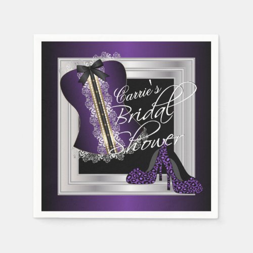 Glamorous Lingerie Bridal Shower  Purple Paper Napkins