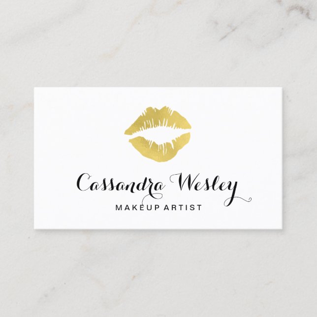 Glamorous Lips | Faux Gold Foil Business Card (Front)