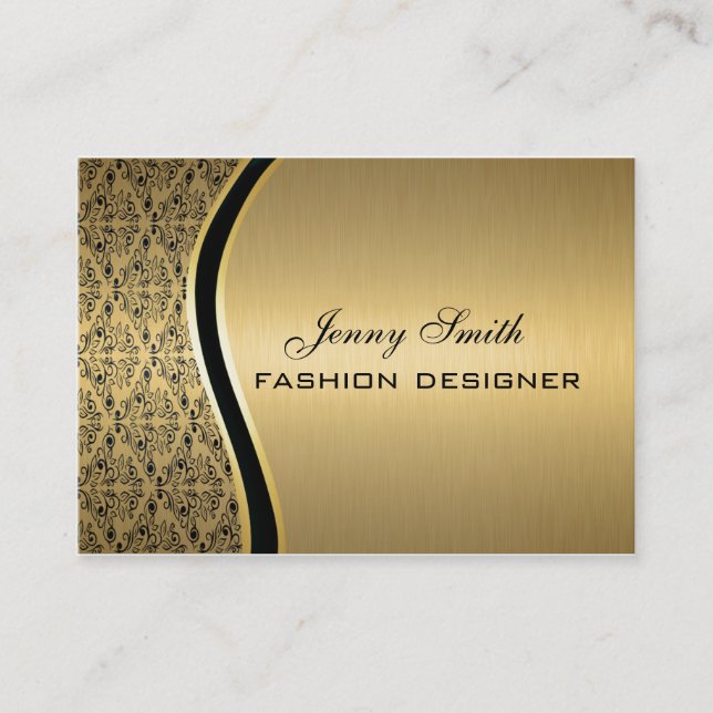 Glamorous luxury golden  damask business card (Front)