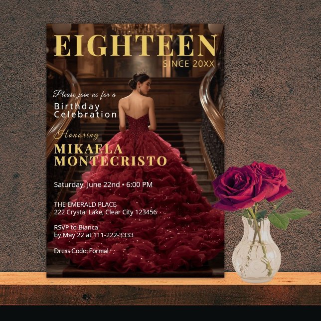 Glamorous Magazine Style 18th Birthday Invitation (Creator Uploaded)