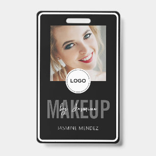 Glamorous Makeup Artist Black White Photo Lanyard  Badge