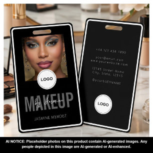 Glamorous Makeup Artist Black White Photo Lanyard Badge