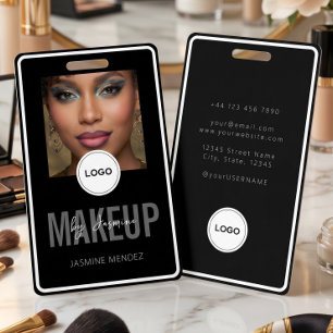 Glamorous Makeup Artist Black White Photo Lanyard  Badge